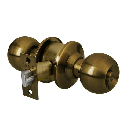 Hermex CEPO-21R, Cerradura de pomo tipo esfera para recámara, mecanismo cilíndrico, latón antiguo