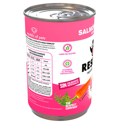 RESPET Alimento Húmedo Perro Adulto Salmón y Vegetales Sin Gluten 12 Latas 410g