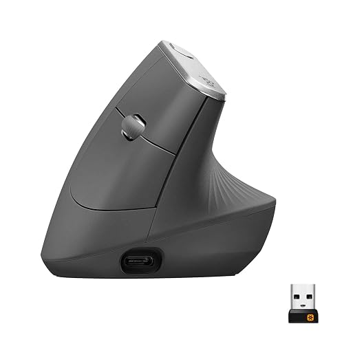 Logitech MX Vertical Mouse Inalámbrico Ergonómico, Multi-Computadora, 2,4 GHz/Bluetooth con Receptor Unifying USB, Seguimiento Óptico 4000 dpi, 4 Botones, Carga Rápida, Portátil/PC/Mac/iPad OS - Negro.