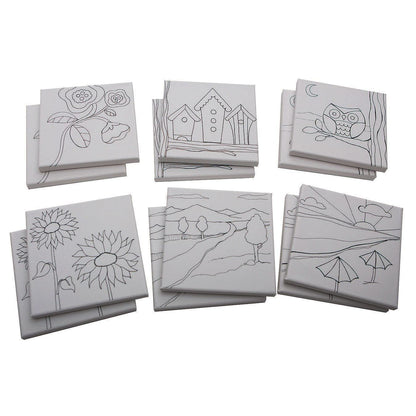 S&S Worldwide - Juego de 12 tablas de lienzo acrílico blanco, 6-1/2" x 6-1/2" cada una, para niños y adultos, listo para pintar, artesanías