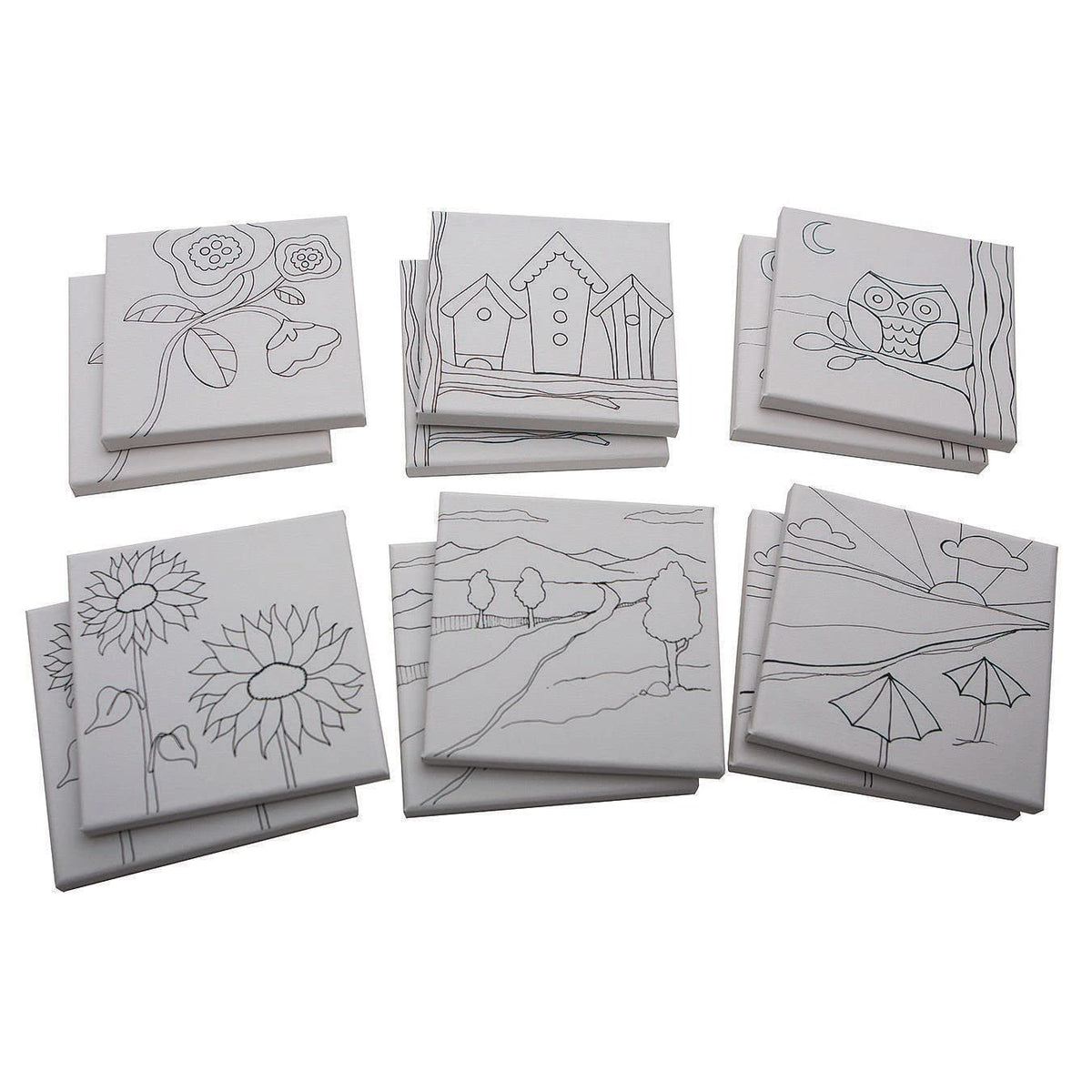 S&S Worldwide - Juego de 12 tablas de lienzo acrílico blanco, 6-1/2" x 6-1/2" cada una, para niños y adultos, listo para pintar, artesanías