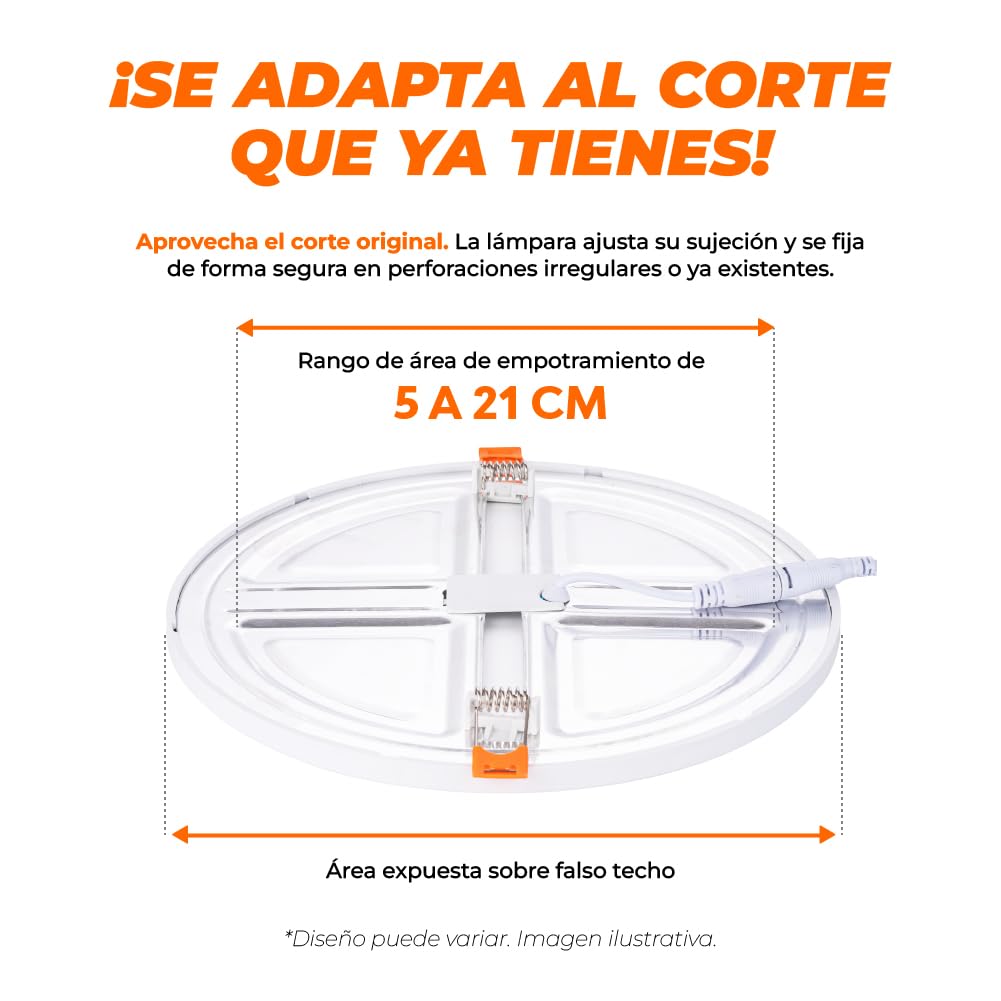 Tecnolite - Lámpara Empotrable Ajustable Downlight LED 20 W, Luz de Día, No atenuable