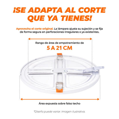 Tecnolite - Lámpara Empotrable Ajustable Downlight LED 20 W, Luz de Día, No atenuable