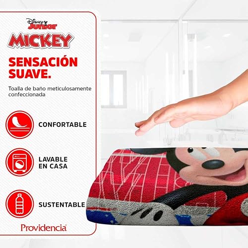 Providencia Toalla Mickey Premium para Baño 75 x 150 cm. Estampado Digital Disney. Tacto Suave