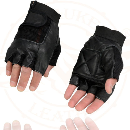 Milwaukee Leather SH217 Guantes de Motocicleta sin Dedos con Relleno de Gel para Hombre, Negro, Talla L
