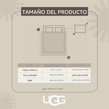 UGG - Juego de edredón tamaño King con 2 Fundas de Almohada, edredón Ligero Alternativo de plumón, Manta Reversible, acogedora, cálida, Lavable, hipoalergénica, para Todas Las Estaciones, Color Gris