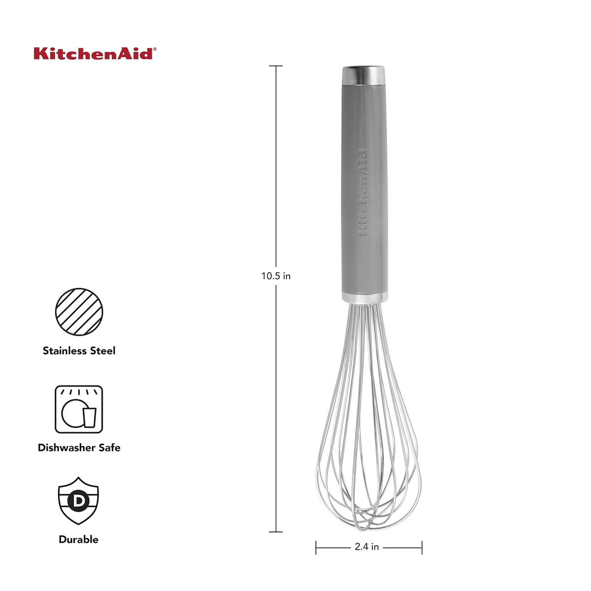 KitchenAid - Batidor clásico utilitario, 10.5 pulgadas, gris