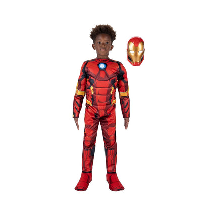Marvel Iron Man Official Youth Halloween Costume - Premium Quality Padded Jumpsuit with Plastic Mask