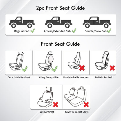 Huidasource Tacoma - Fundas de Asiento Delantero para automóvil de Cobertura Completa, Funda de Asiento de camión Negro para automóvil de Doble Cabina 2005-2015, 2ª generación, Base de Toyota Tacoma