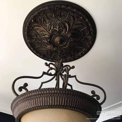 Medallón de techo Rotherham de Ekena Millwork CM17RO2, 18 pulgadas OD x 3 1/2 pulgadas ID x 1 1/2 pulgadas P (para toldos de hasta 3 1/2 pulgadas), imprimado en fábrica