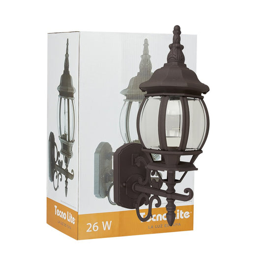 Tecnolite - Lámpara de Pared Arbotante Tipo Farol Vintage Exterior, Potencia Máx. 60 W, Base E27, IP44, No incluye foco