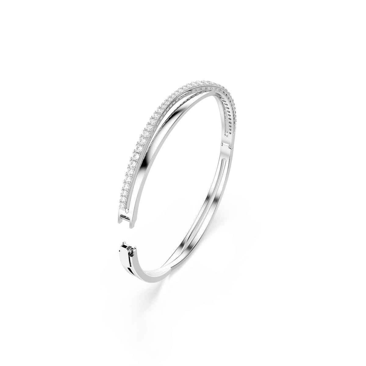 SWAROVSKI Twist Rows Crystal Bracelet Collection, Rhodium & Rose Gold Tone Finish, Clear Crystals