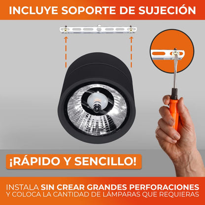 Tecnolite Lámpara Spot de Sobreponer, Potencia Máx. 60 W, Base G53, Foco AR111 no incluido