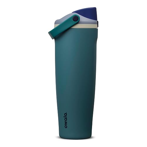 Owala FreeSip Sway - Botella de agua de acero inoxidable con boquilla bidireccional, popote integrado y mango de cubeta, hecha para viajes, escuela y deportes, 40 onzas, sin BPA, a prueba de fugas