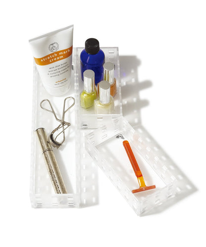 Like-It | Juego de Ladrillos 90078 | Contenedores apilables | Contenedores de Almacenamiento para Utensilios de Cocina, Oficina, Maquillaje, recámara, 2 Piezas de contenedores pequeños y 1 cubeta de
