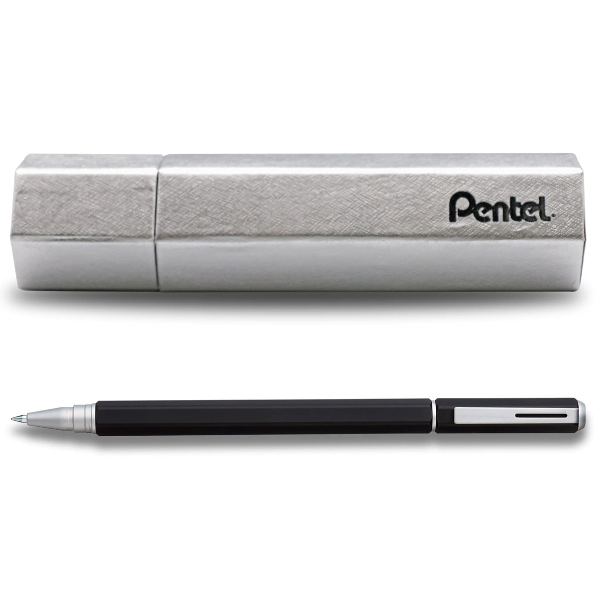 Pentel EnerGel Hexagon Bolígrafo de Tinta Gel, Cuerpo Mate - Negro