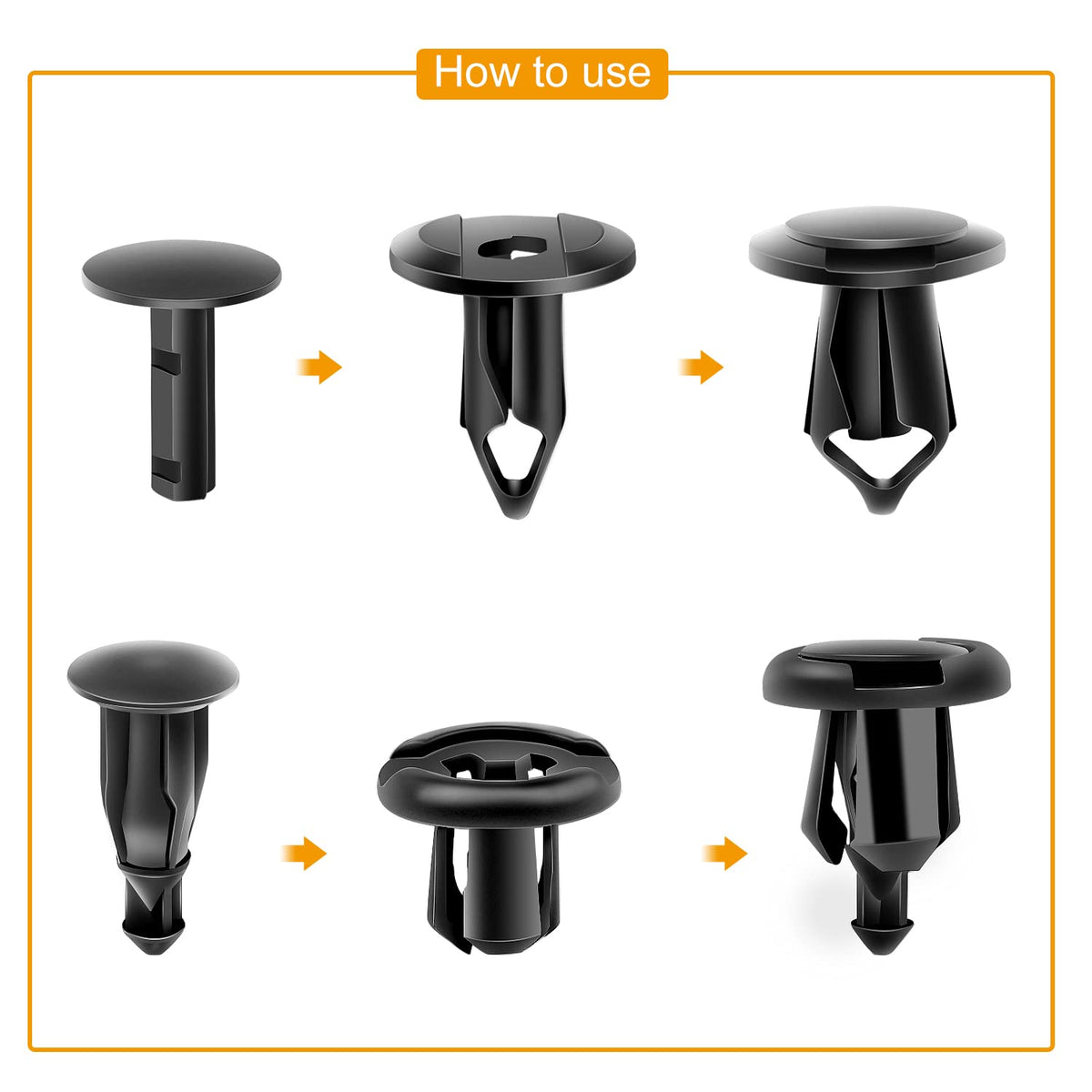 GOOACC 400 clips universales de plástico para guardabarros compatibles con GM Ford, Chrysler Toyota Honda con 6 clips de retención de cuerpo automático