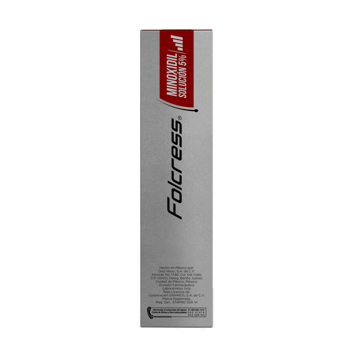 Folcress Solución Minoxidil 5% - Tratamiento Anticaída para Hombres, Estimula el Crecimiento Capilar, Cuidado del Cabello - 60 ml