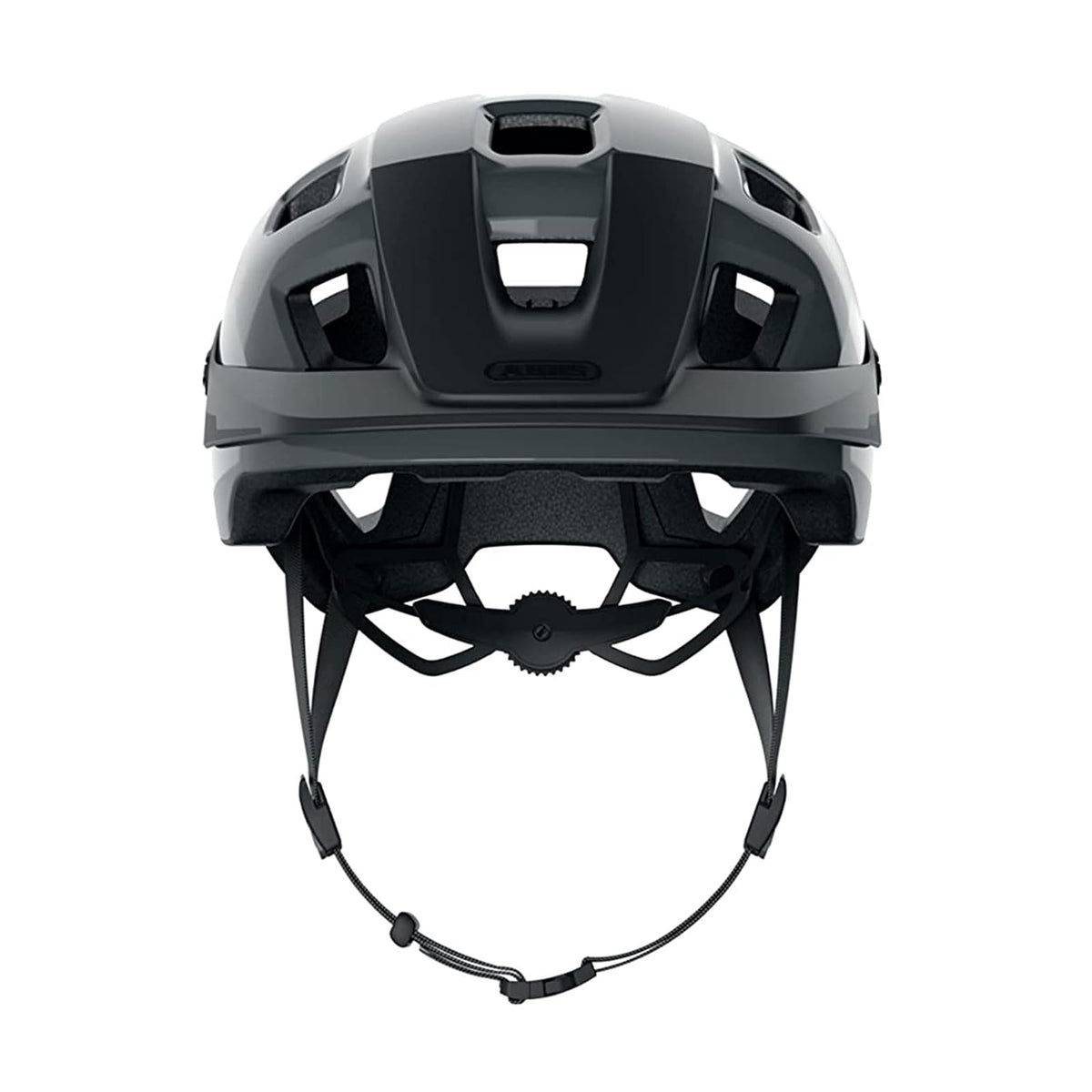 ABUS MTB Casco MoTrip - Casco de Bicicleta Robusto con Visera Ajustable en Altura para Ciclistas de montaña - Ajuste Individual - Unisex - Gris Brillante, L
