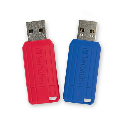 Verbatim Memoria Flash USB Pinstripe de 128 GB – 2pk – Rojo, Azul