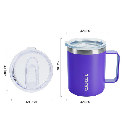 BJPKPK Taza de Café 14 oz Aislada con Tapa Antiderrames Acero Inoxidable Morada
