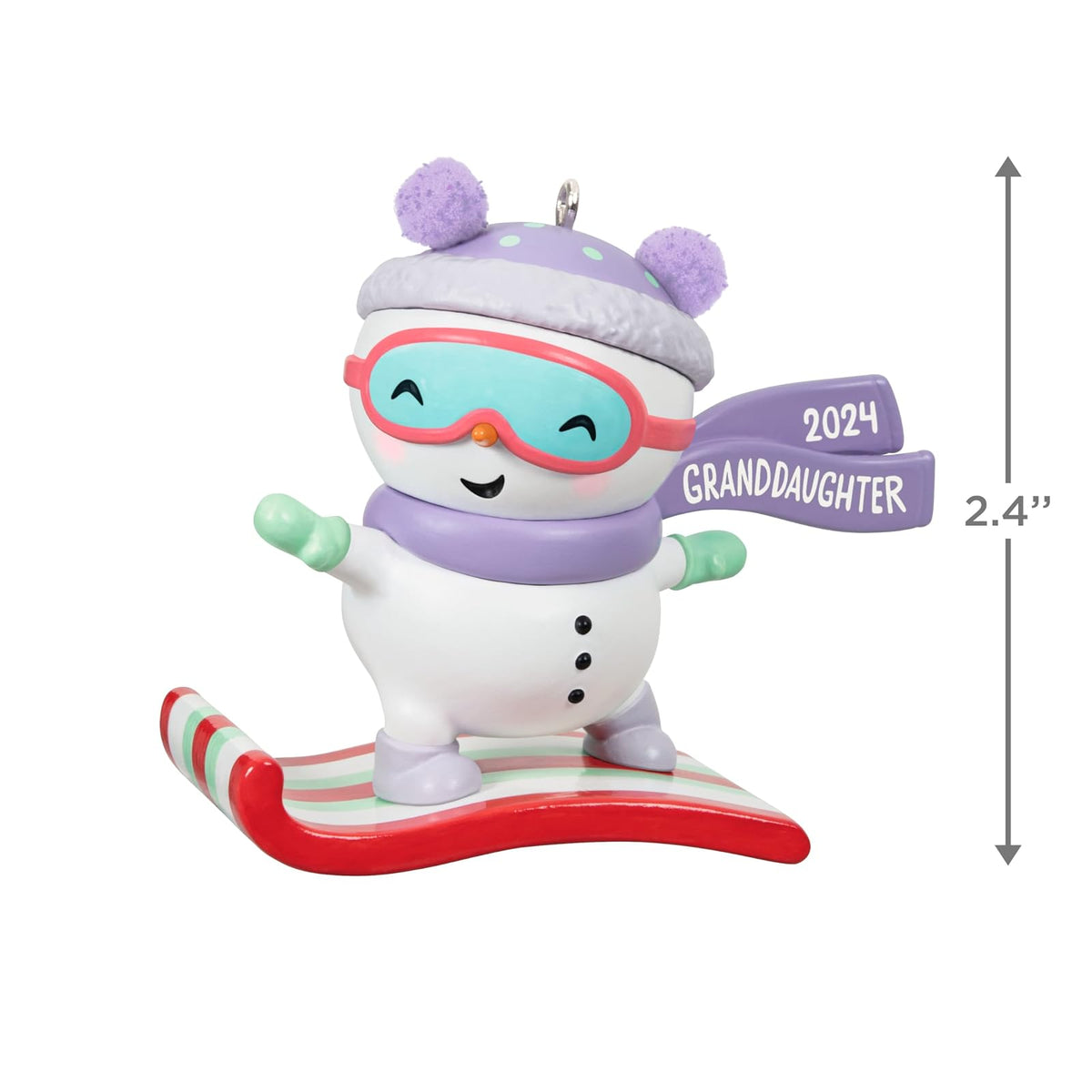 Hallmark - Adorno navideño de Recuerdo 2024, Nieta, muñeco de Nieve de Snowboard 2024, Regalos Familiares