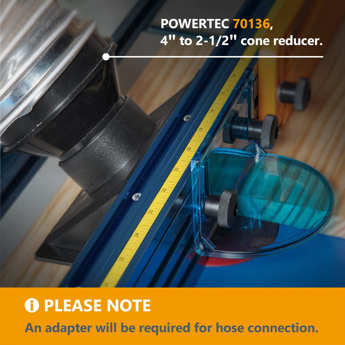 POWERTEC 71733 - Kit de protección para brocas de enrutador de tamaño completo con puerto de polvo para mesa de enrutador | Adaptador de recolección de polvo de 2.5 pulgadas