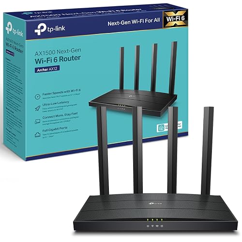 TP-Link Archer AX12 Router WiFi6 AX1500 Doble Banda hasta 1.5Gbps - 1 WAN + 3 LAN Gigabit - Conecta Más Dispositivos - Cobertura Ampliada - Controles parentales - App Tether - Configura en Minutos
