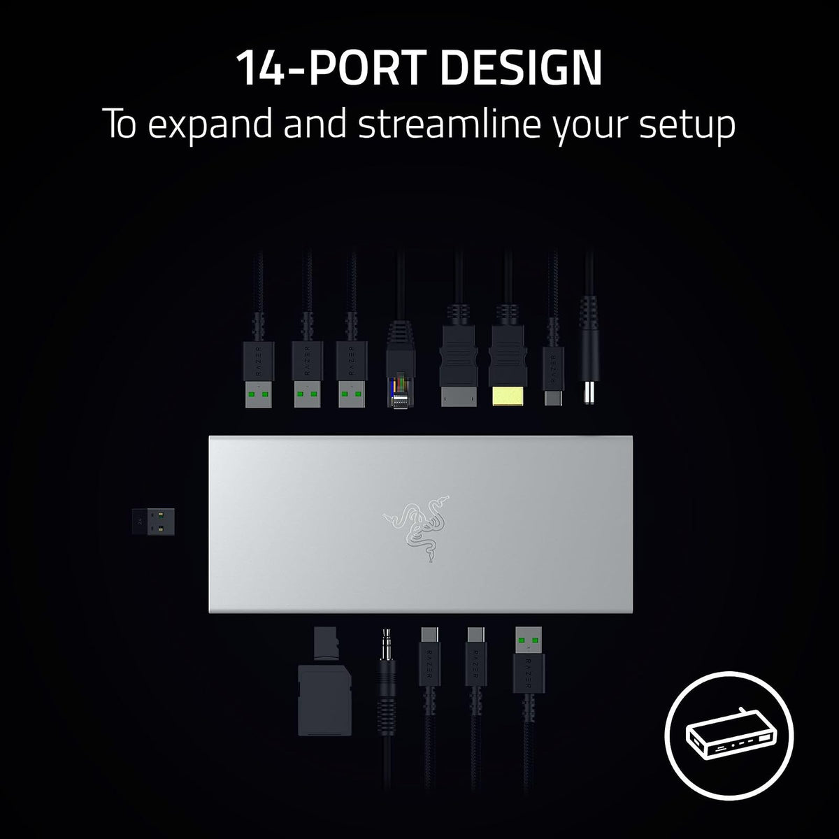 Razer USB 4 Dock – USB Type C 14-in-1 Multiport Adapter Mercury White