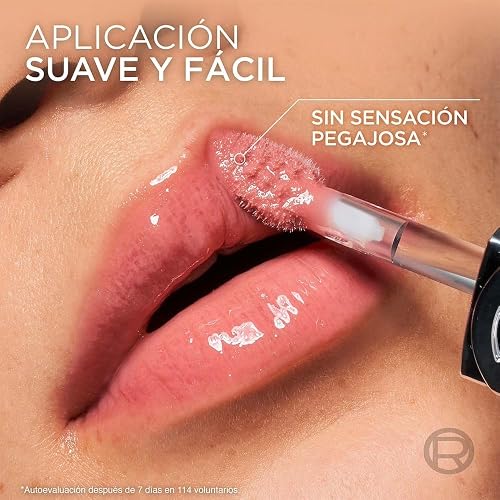L'Oréal Paris Plump Ambition Lip Oil, Brillo Labial Efecto Voluminizador con Ácido Hialurónico, Hidratación Intensa para tus Labios, Tono Nude Macaron, 5 ml