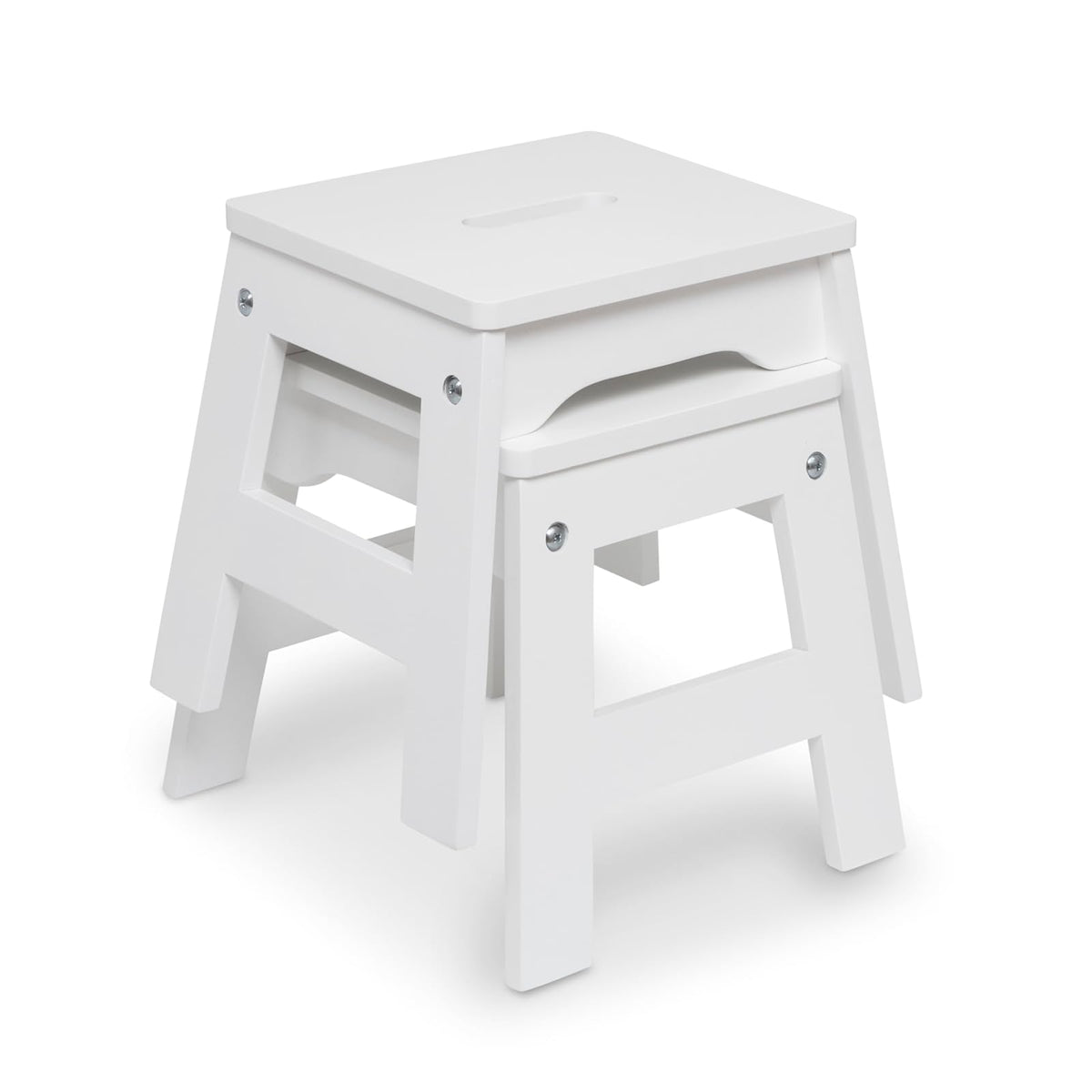 Melissa & Doug Taburetes de Madera - Juego de 2 (Blanco)