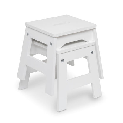Melissa & Doug Taburetes de Madera - Juego de 2 (Blanco)