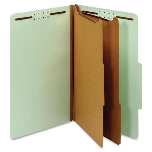 Pendaflex Carpetas de clasificación recicladas, 2 divisores, cierres integrados de 2 pulgadas, corte de pestañas 2/5, tamaño legal, verde claro, caja de 10 (29076R)