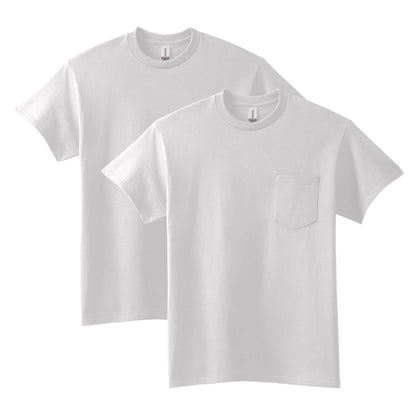 Gildan Camiseta de algodón Ultra para Adultos con Bolsillo, Paquete de 2 Camisa para Hombre