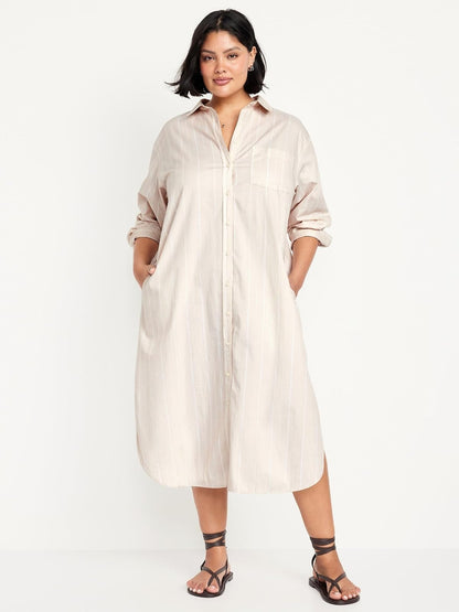 Old Navy LS Shirt Dress Midi Vestido Mujer