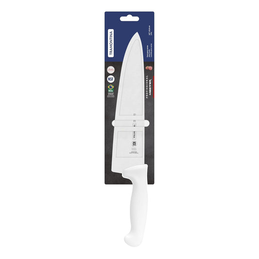 TRAMONTINA - Cuchillo para Carne Profissional Master, con Lámina de Acero Inoxidable y Mango de Polipropileno Blanco Texturizado, Cubierto, Calidad y Eficiencia, Tamaño de 10"