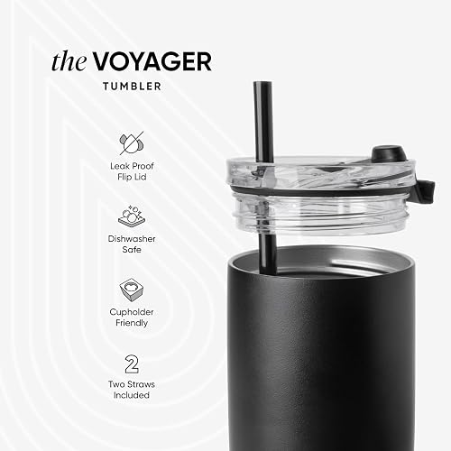 Simple Modern Taza de Café para Viajes con Tapa Abatible | Taza de Café Helado de Acero Inoxidable Aislada | Regalos para Mujeres & Hombres | Voyager Colección | 470ml | Slumberland