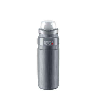 Elite Fly MTB - Botella de 750 ml (Gris, Tex) - Botella de Bicicleta de montaña Ultraligera y Duradera con Tapa Protectora
