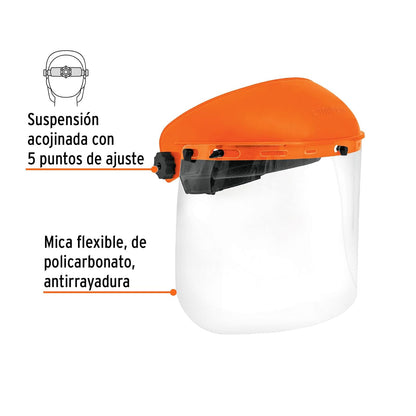 Truper PF-500, Protector facial con mica panorámica de policarbonato