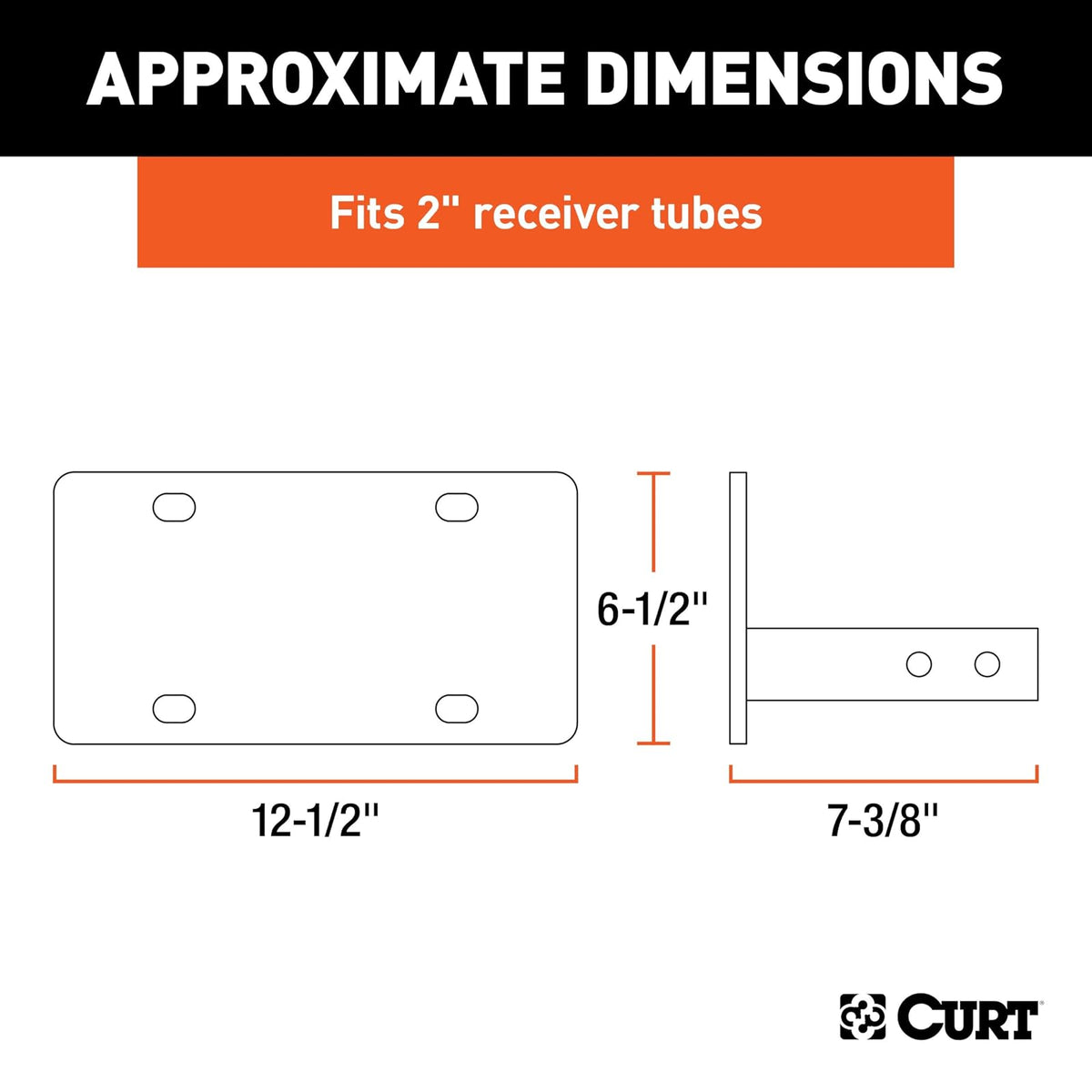 CURT Soporte de Placa de Enganche 31002, Receptor 5 cm