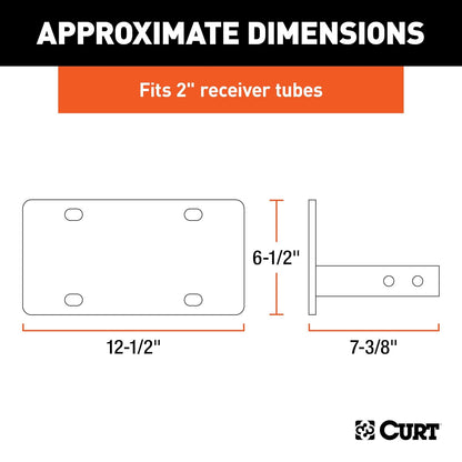 CURT Soporte de Placa de Enganche 31002, Receptor 5 cm