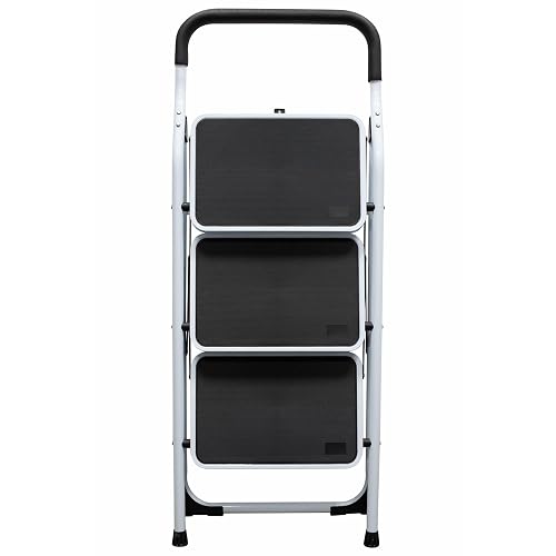 Surtek ETT3 Escalera Tubular Plegable Tipo Taburete de Acero de 3 escalones