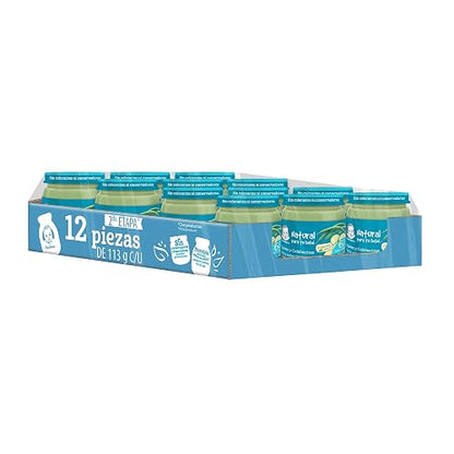 Gerber Papilla Etapa 2, A Partir de 6 Meses, Adicionado con Hierro y Zinc, Ejotes y Calabazas, Paquete de 12 Frascos de 113 g c/u