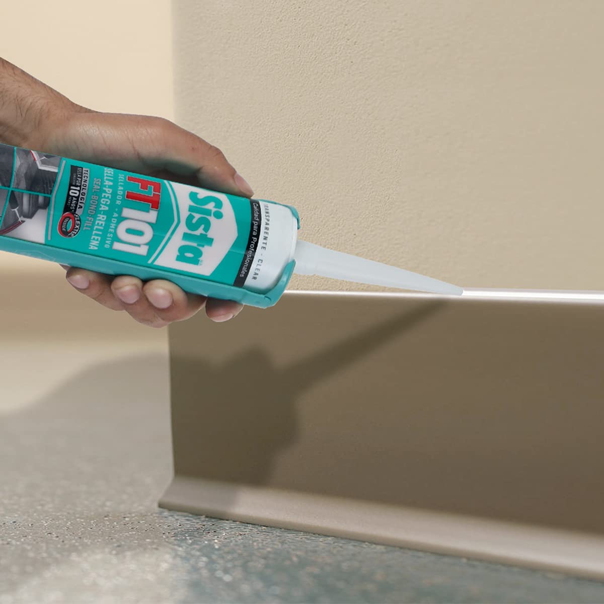 Sista FT101 Sellador Acrílico Elástico para Juntas, Consistencia Tixotrópica, Curado por Humedad Ambiental, para Concreto y Aluminio, Blanco, 1 x 280 ml