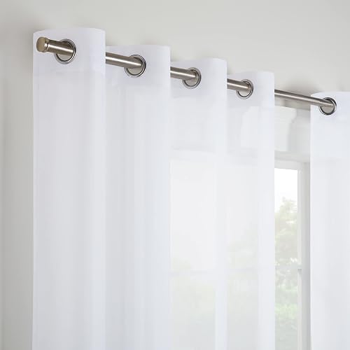 Eclipse Kiara - Cortinas Modernas de Gasa Transparente con Ojales para Ventana de recámara (2 Paneles), 54 x 84 Pulgadas, Color Blanco