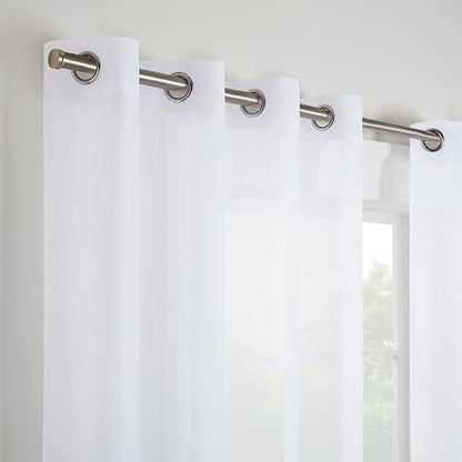 Eclipse Kiara - Cortinas Modernas de Gasa Transparente con Ojales para Ventana de recámara (2 Paneles), 54 x 84 Pulgadas, Color Blanco