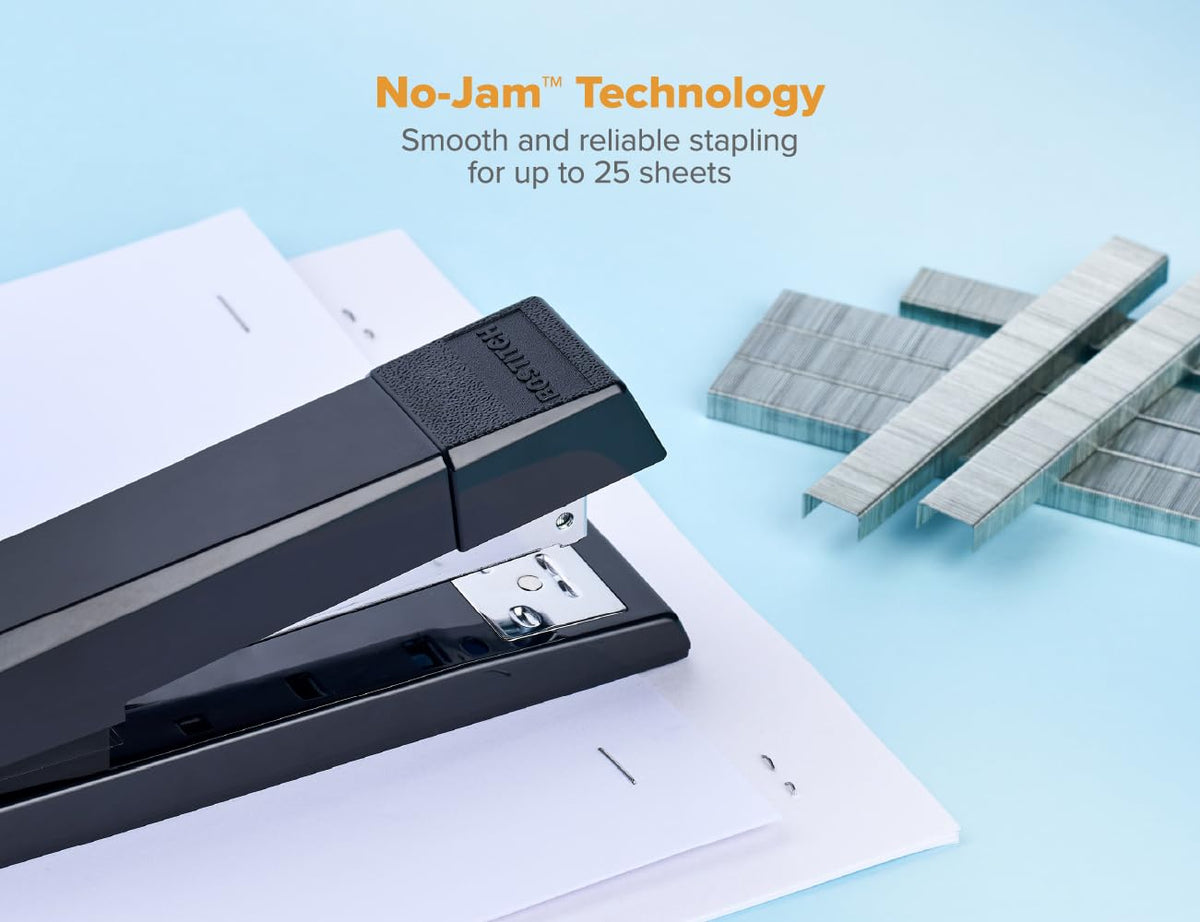 Bostitch Office No-Jam Premium Grapadora de computadora, tira completa, color negro