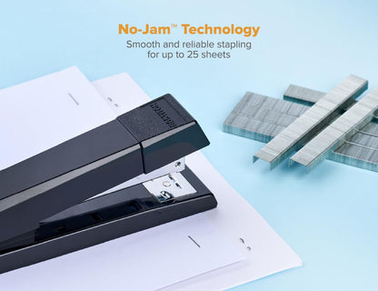 Bostitch Office No-Jam Premium Grapadora de computadora, tira completa, color negro