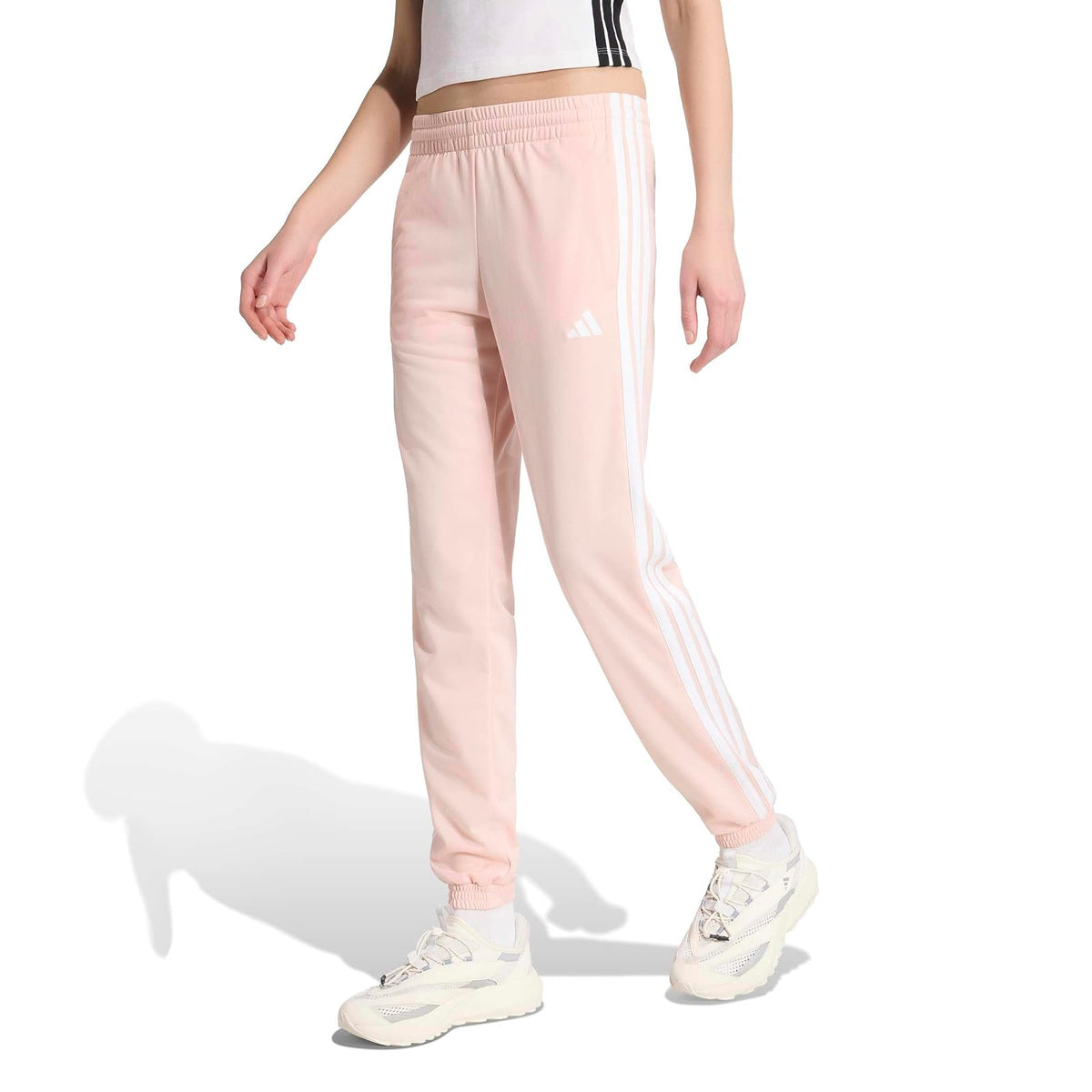 adidas Tricot Pantalón Deportivo 3 Rayas Mujer - XL - Rosa - Blanco