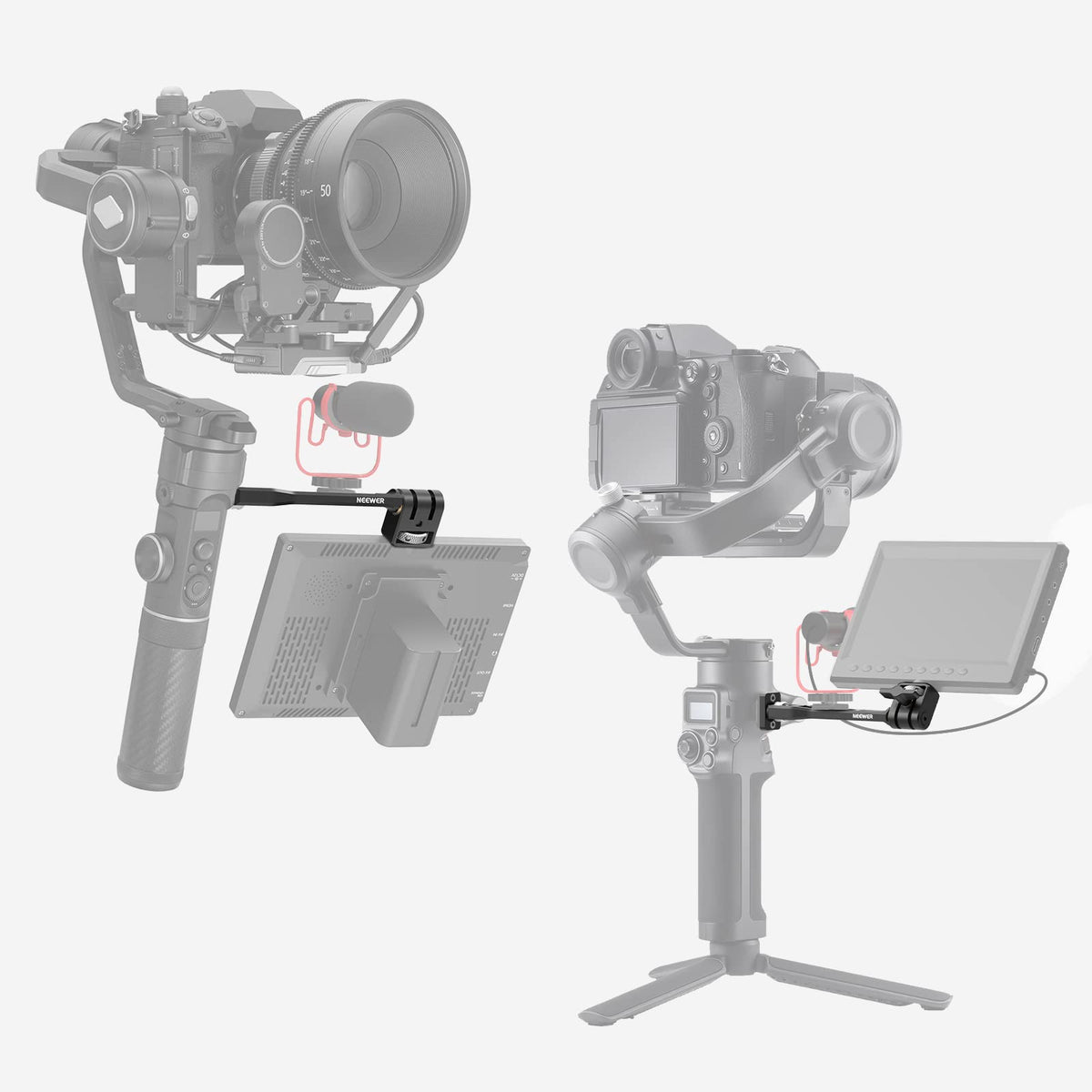 NEEWER Soporte Ajustable Monitor Campo, Soporte Giratorio 360° para Monitor Cámara con Rosca 1/4, Compatible con dji RS4 Pro RS3 RS2 RSC2 ZHIYUN Crane 2S Crane 3 3S WEEBILL-S MOZA Gimbals, GA005